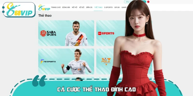 Sảnh thể thao 68VIP cung cấp hàng ngàn kèo cược bóng đá